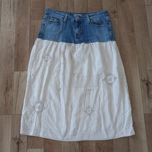 Vintage Levi's Deconstructed Aztec Eyelet Jean Maxi Skirt